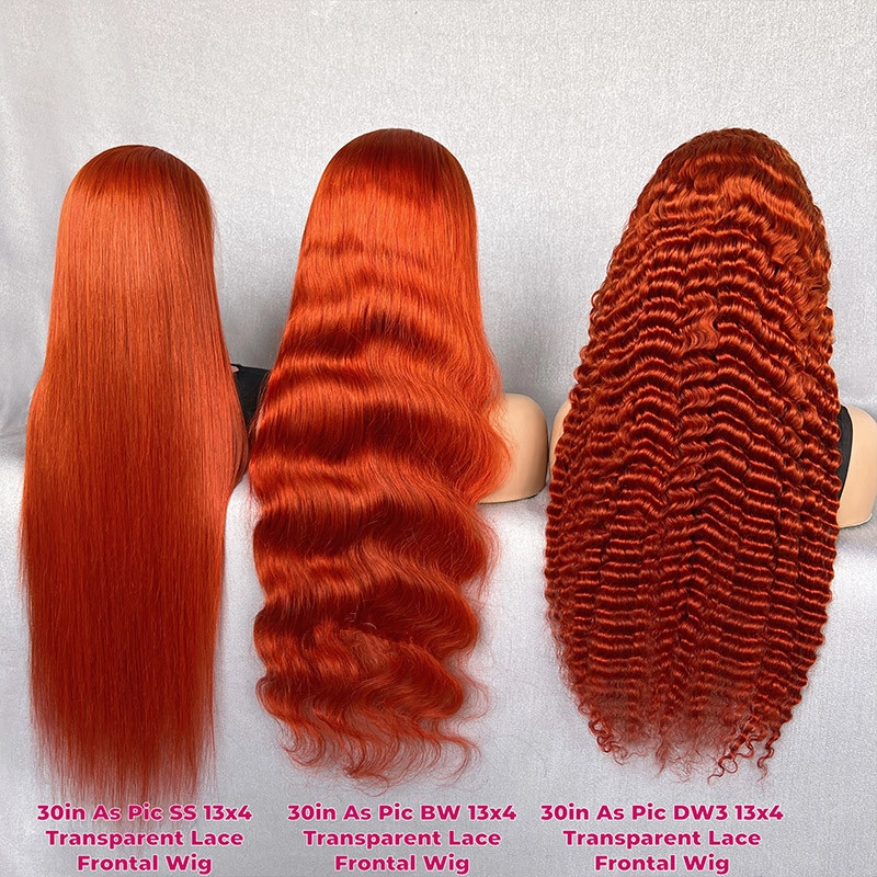 30inch Color As Pic 13x4 Lace Frontal Wig Straight Body Wave Deep Wave Wigs
